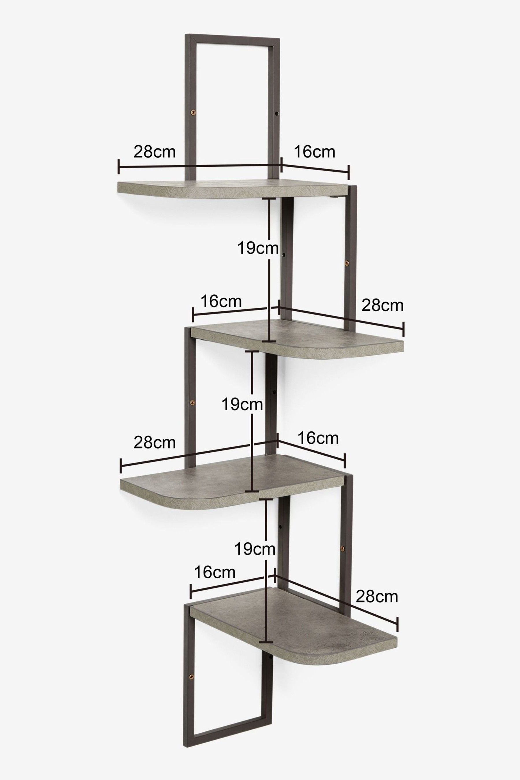 Grey Concrete Effect Corner Wall Shelves
