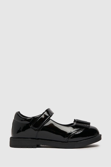 Schuh Laughter Patent Black Bow Shoes