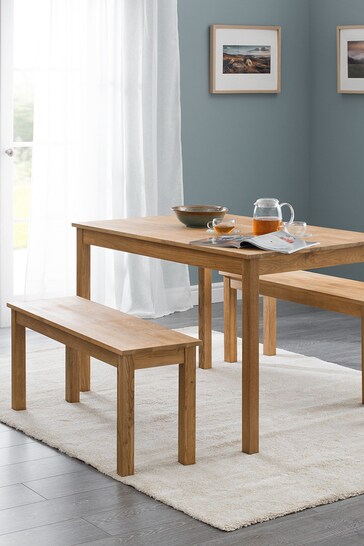 Julian Bowen Brown Coxmoor Solid Oak 4 Seater Dining Table and Bench Set