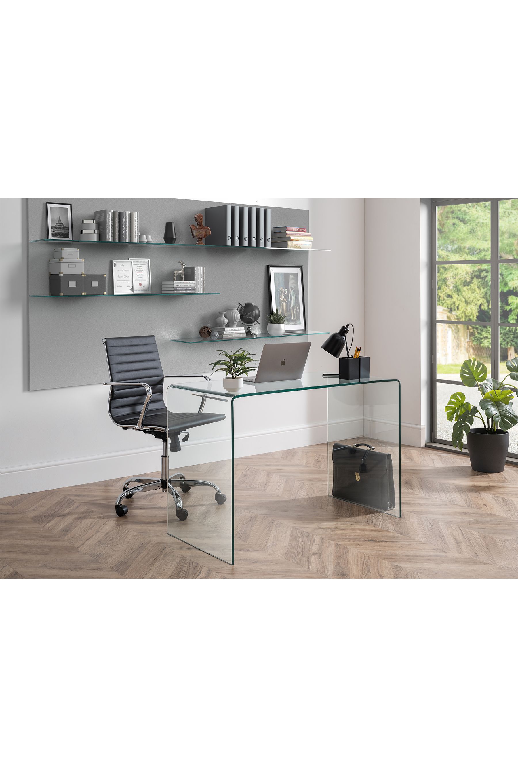 U shaped top glass desk