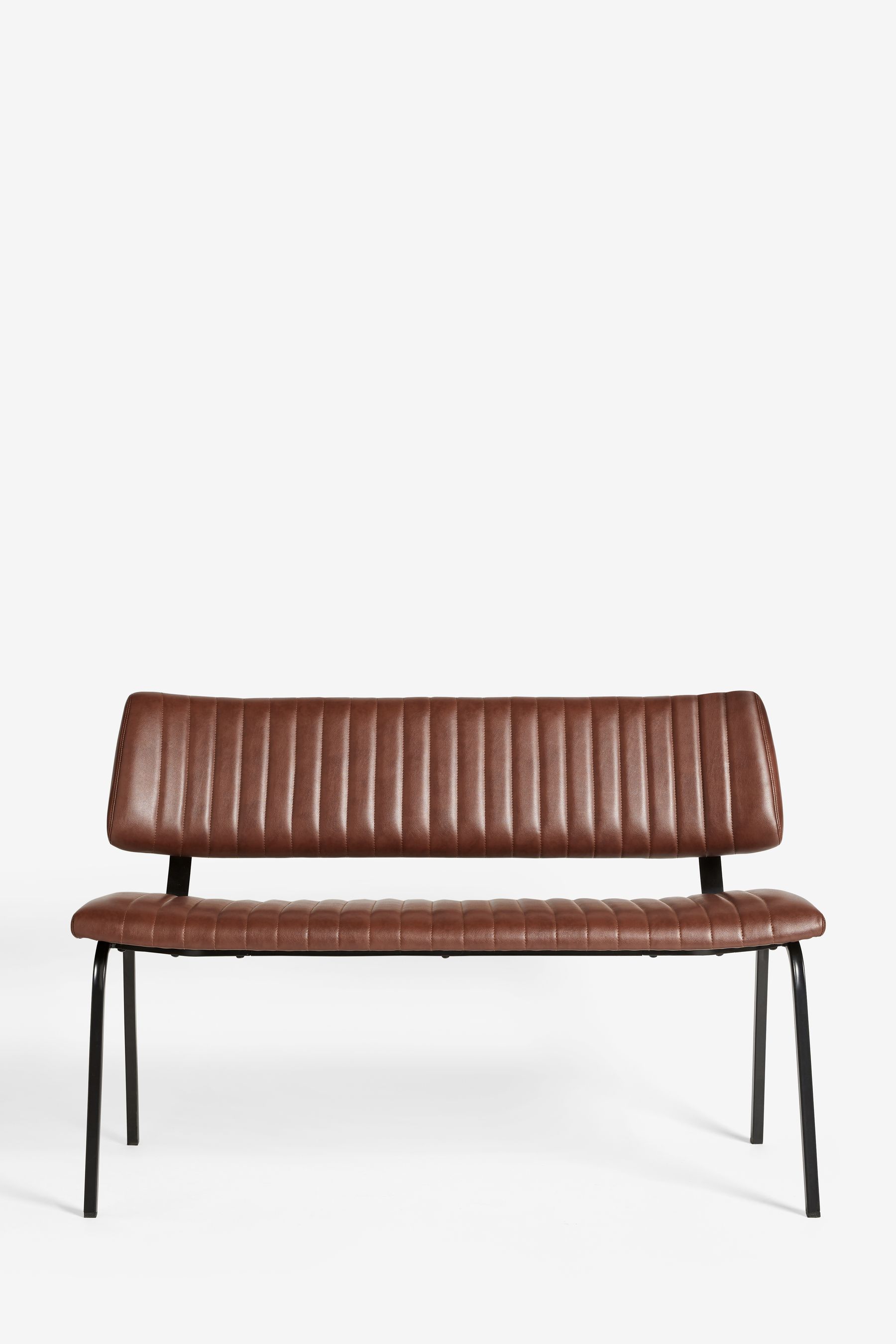 Faux Leather Tan Brown Aiden Dining Bench