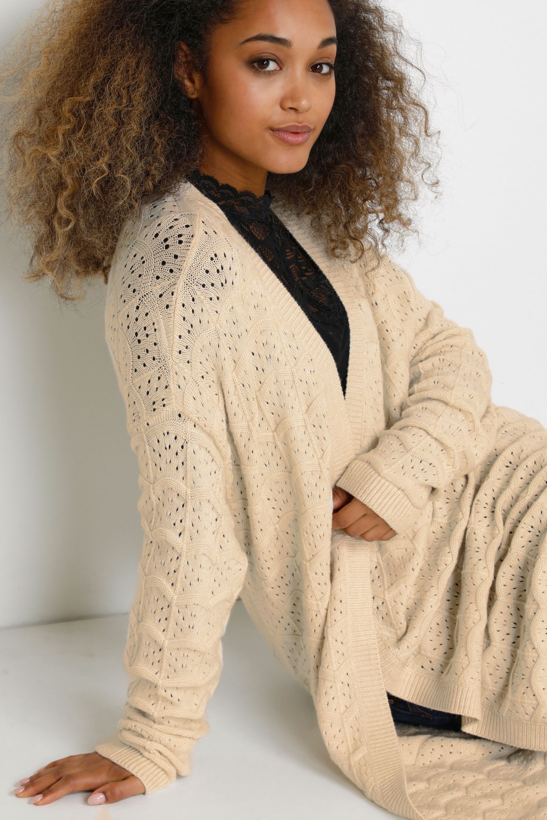 Long cream sale knitted cardigan