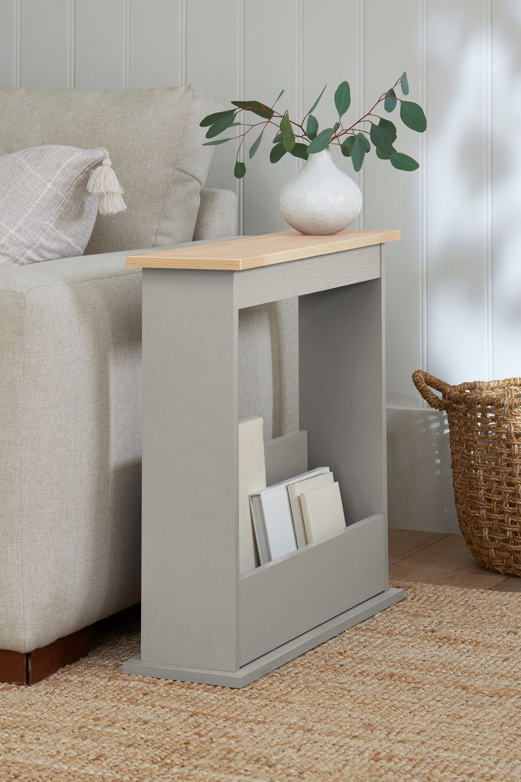 Buy Dove Grey Malvern Oak Effect Sofa Side Table from the Next UK