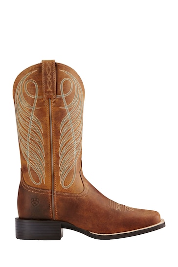 Ariat Brown Round Up Wide Square Toe Western Boots