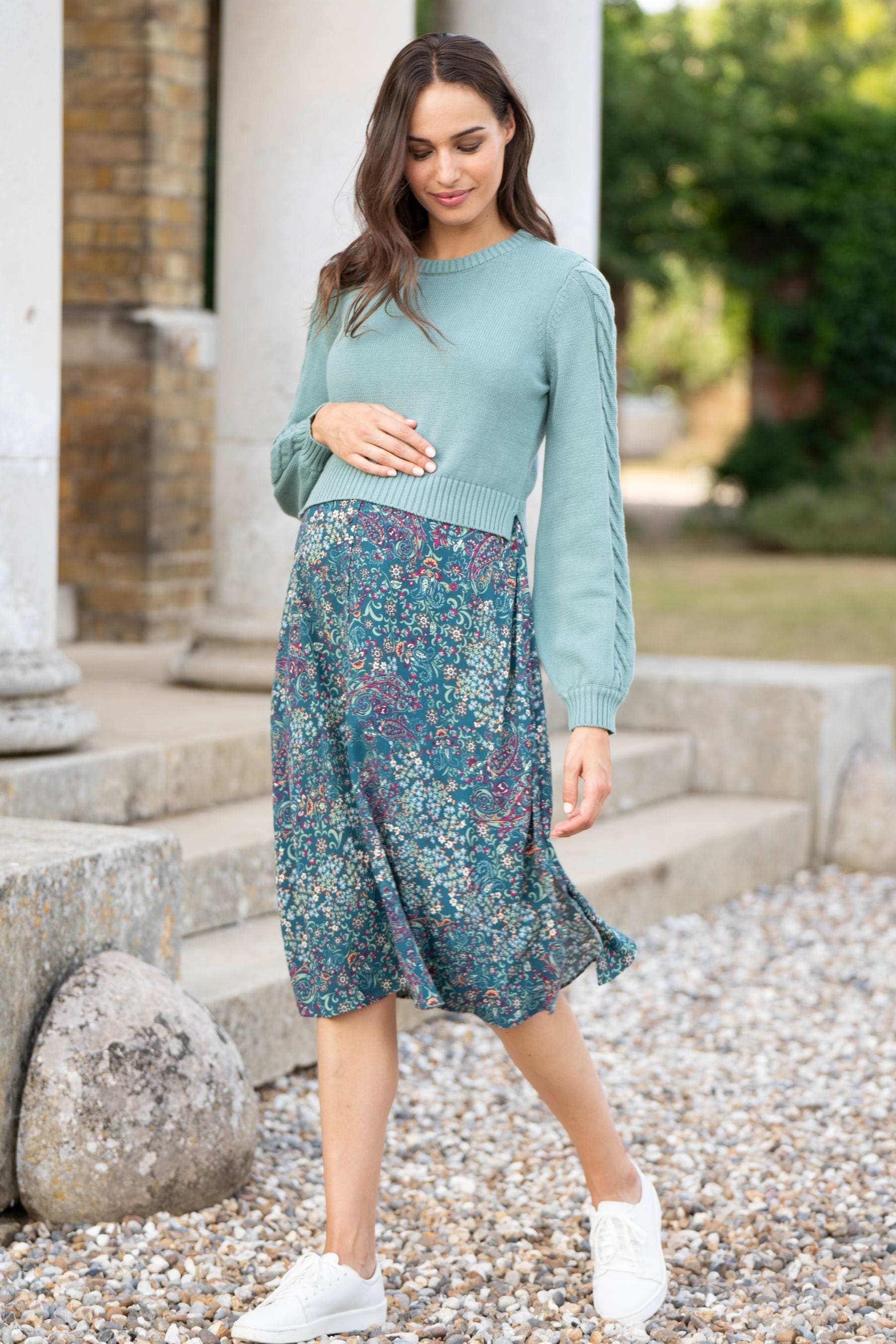 Maternity knit midi clearance skirt