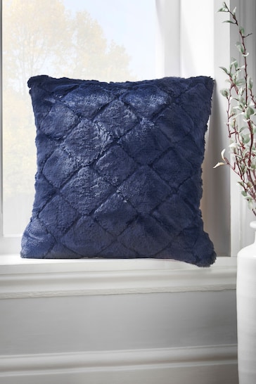Catherine Lansfield Blue Cosy Diamond Cushion