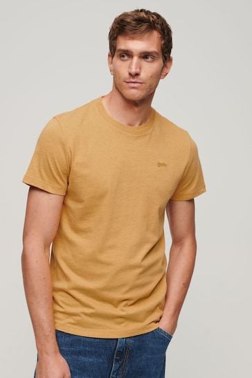 Superdry Yellow Cotton Micro Embroidered T-Shirt