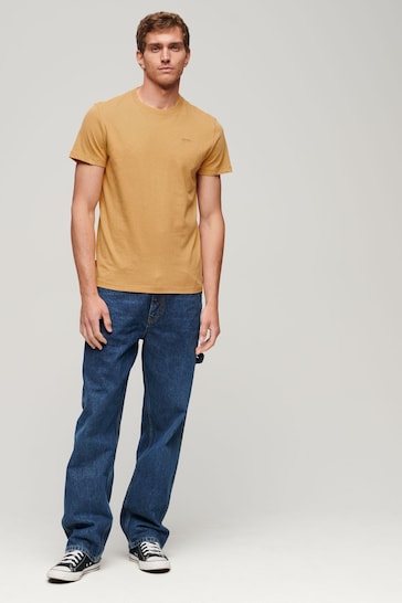 Superdry Yellow Cotton Micro Embroidered T-Shirt
