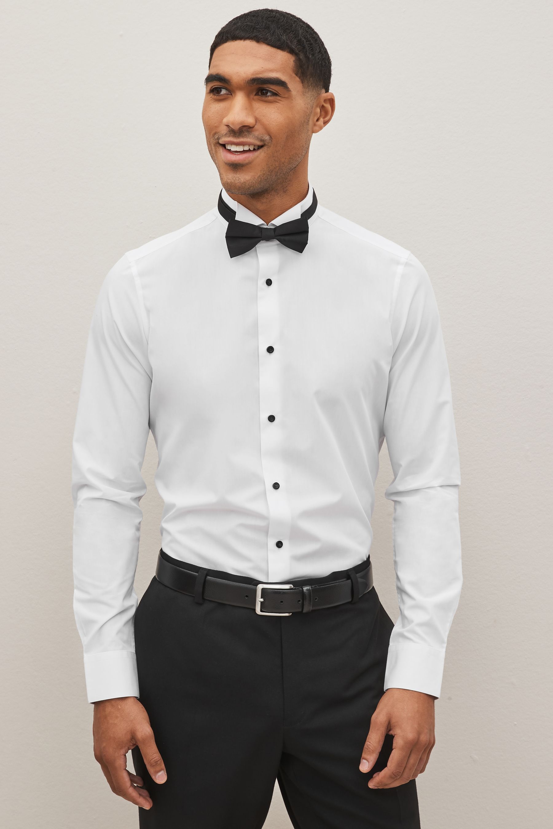 White dress shirt black tie on sale