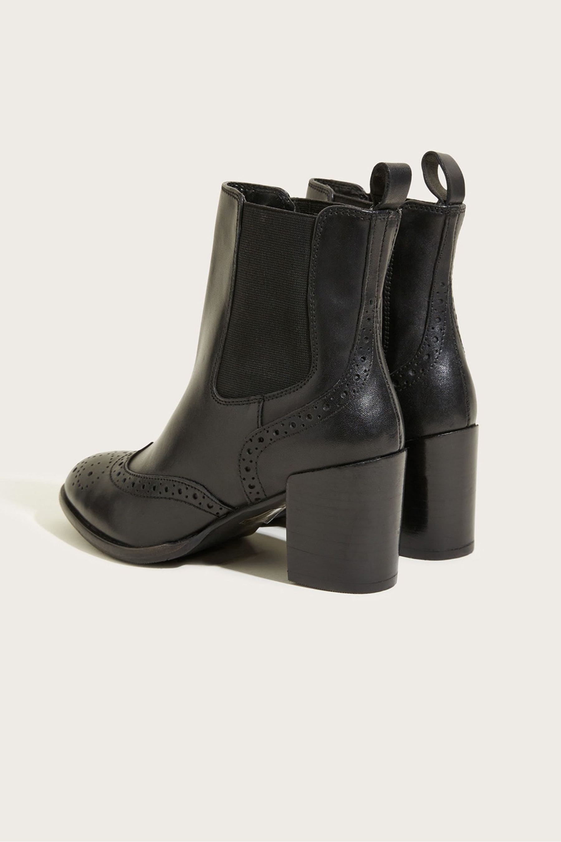 Monsoon Black Classic Leather Heeled Brogue Boots