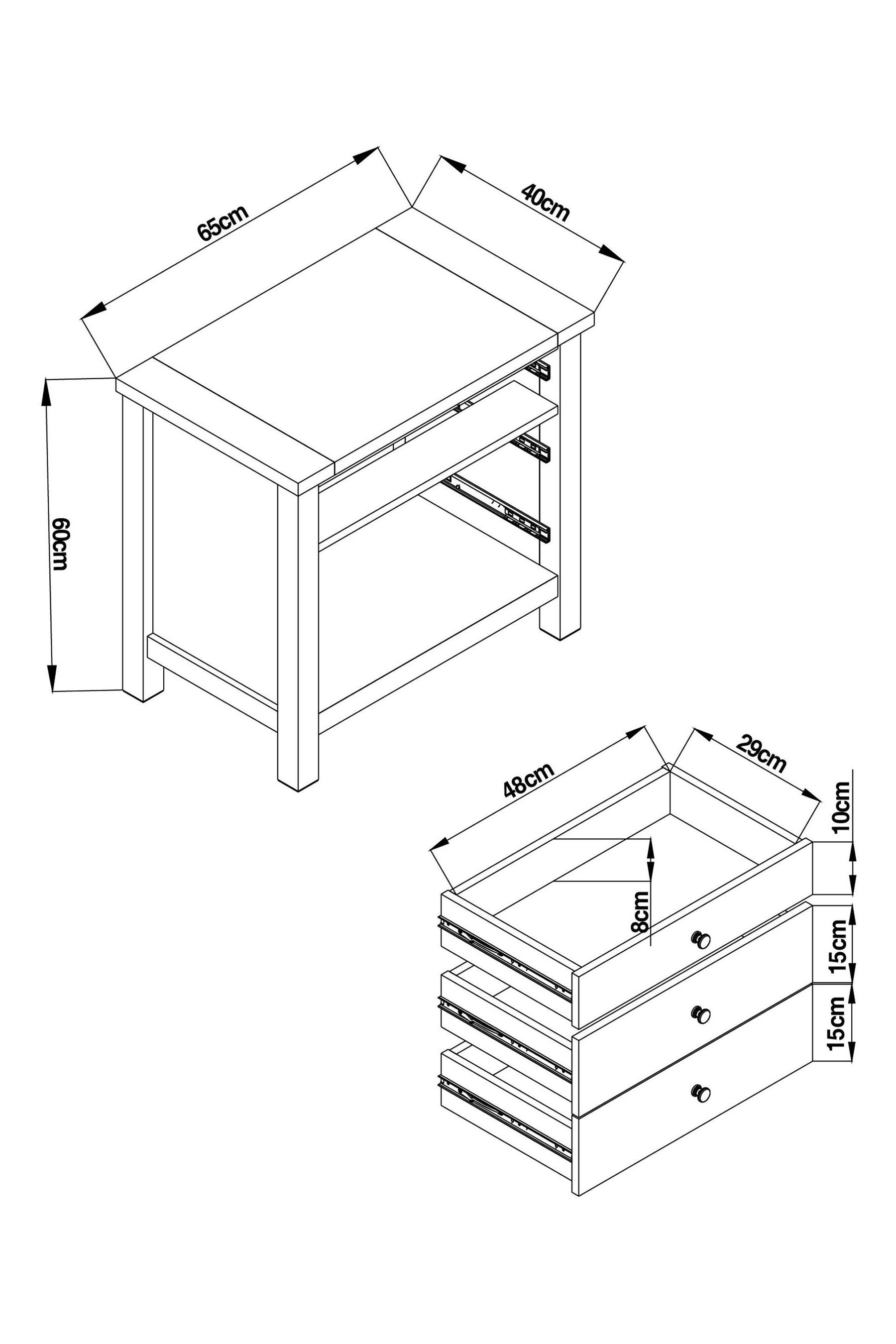 Dove Grey Malvern Paint Effect 3 Drawer Wide Bedside Table