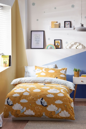 Peter Rabbit™ Ochre Yellow Sleepy Head Timeless Printed Duvet Cover and Pillowcase Set
