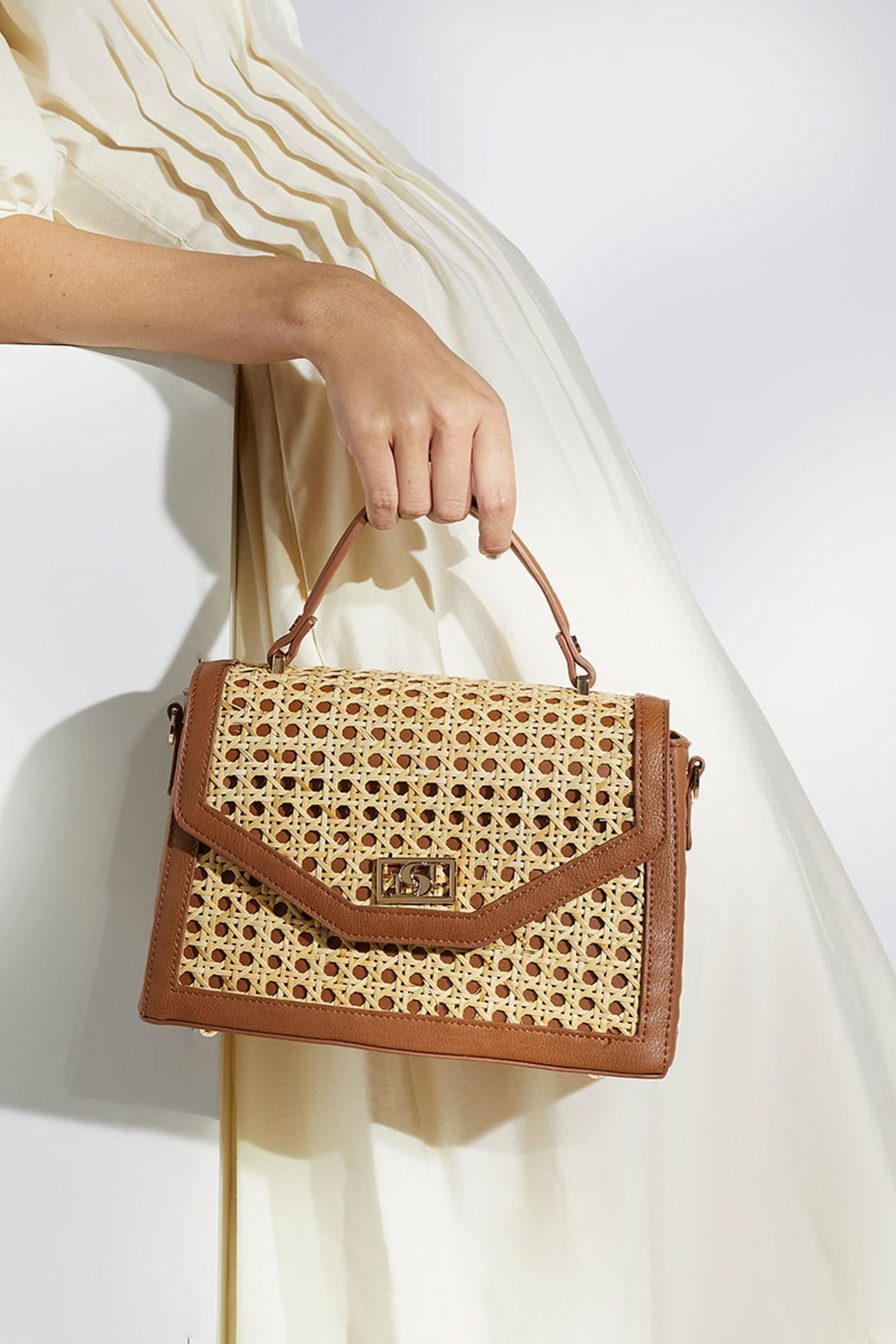 Dune London Natural Dreamland Medium Rattan Tote
