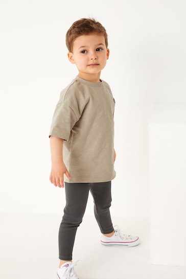 Neutral Oversized Short Sleeve T-Shirt and Leggings Set (3mths-7yrs)