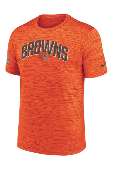 Nike Orange NFL Fanatics Cleveland 	Orange On-Field Sideline Velocity T-Shirt