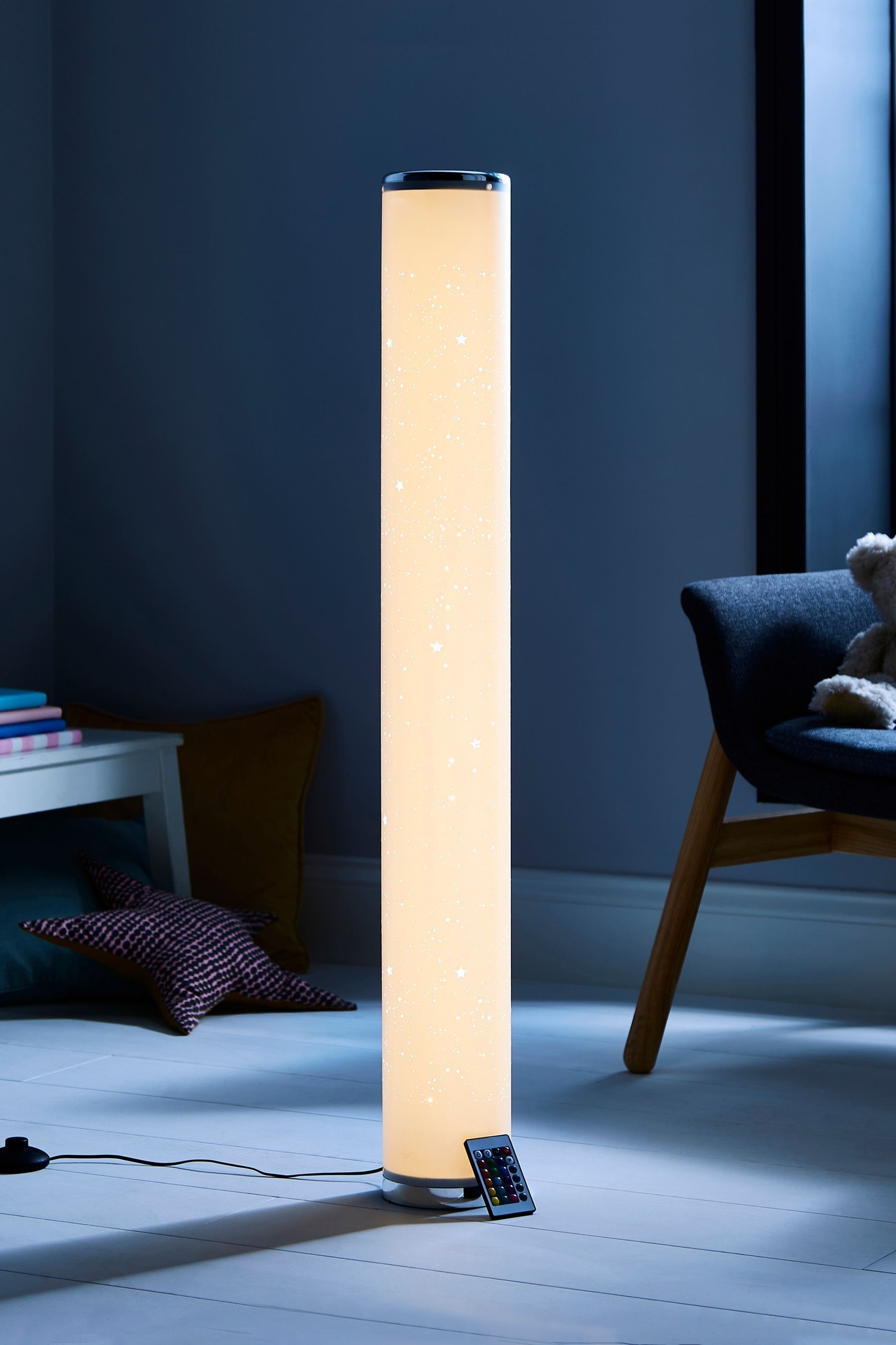 glow White STARBURST CYLINDER FLOOR LAMP