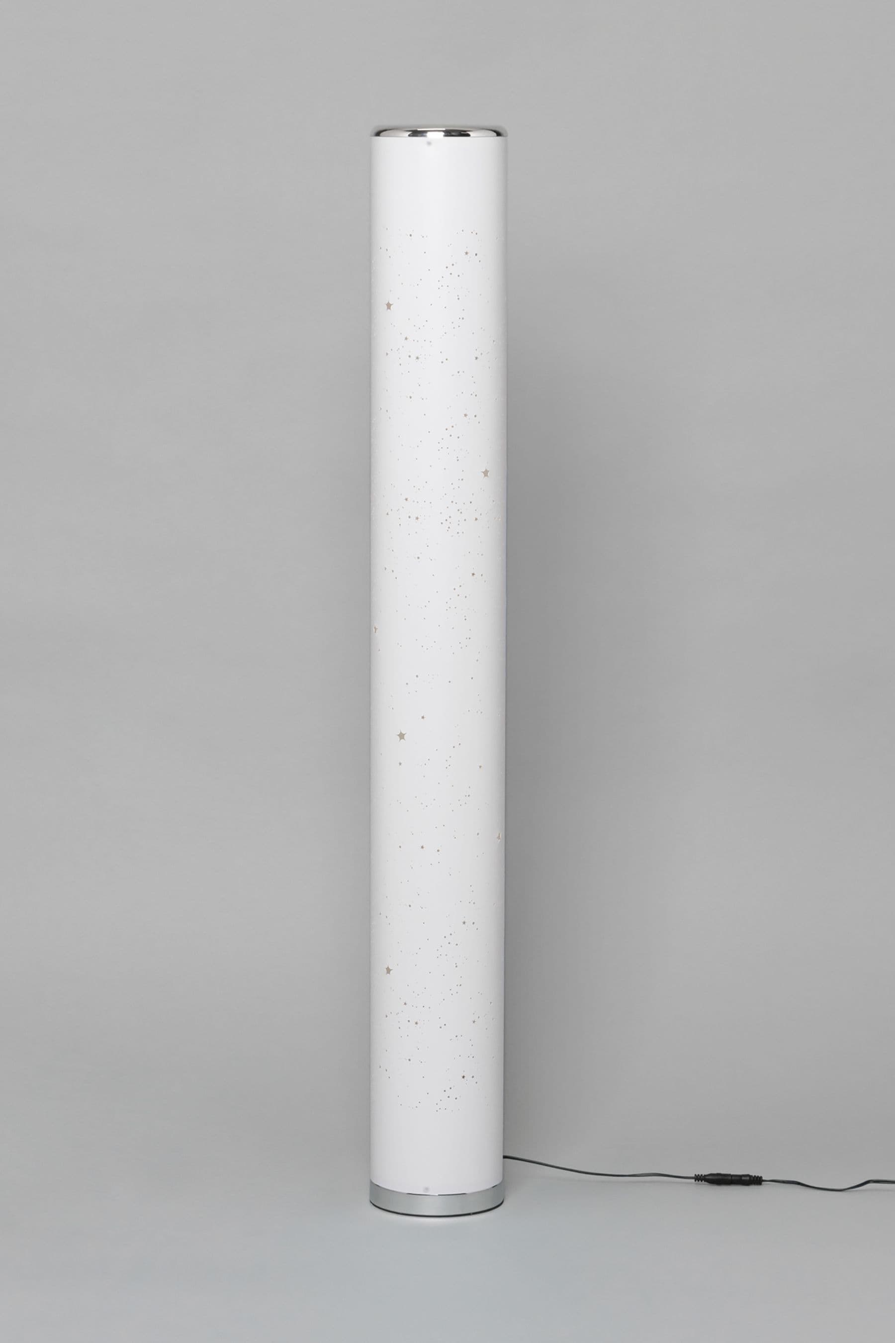 White cylinder store floor lamp