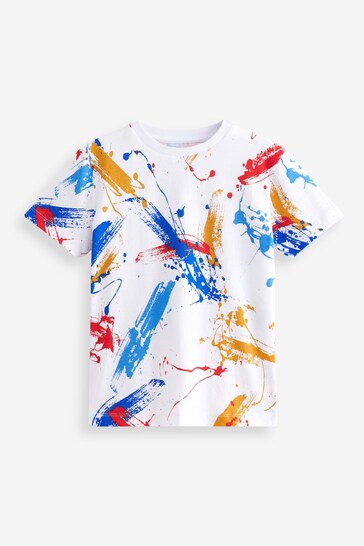 White Paint Splat Short Sleeve All-Over Print T-Shirt (3-16yrs)
