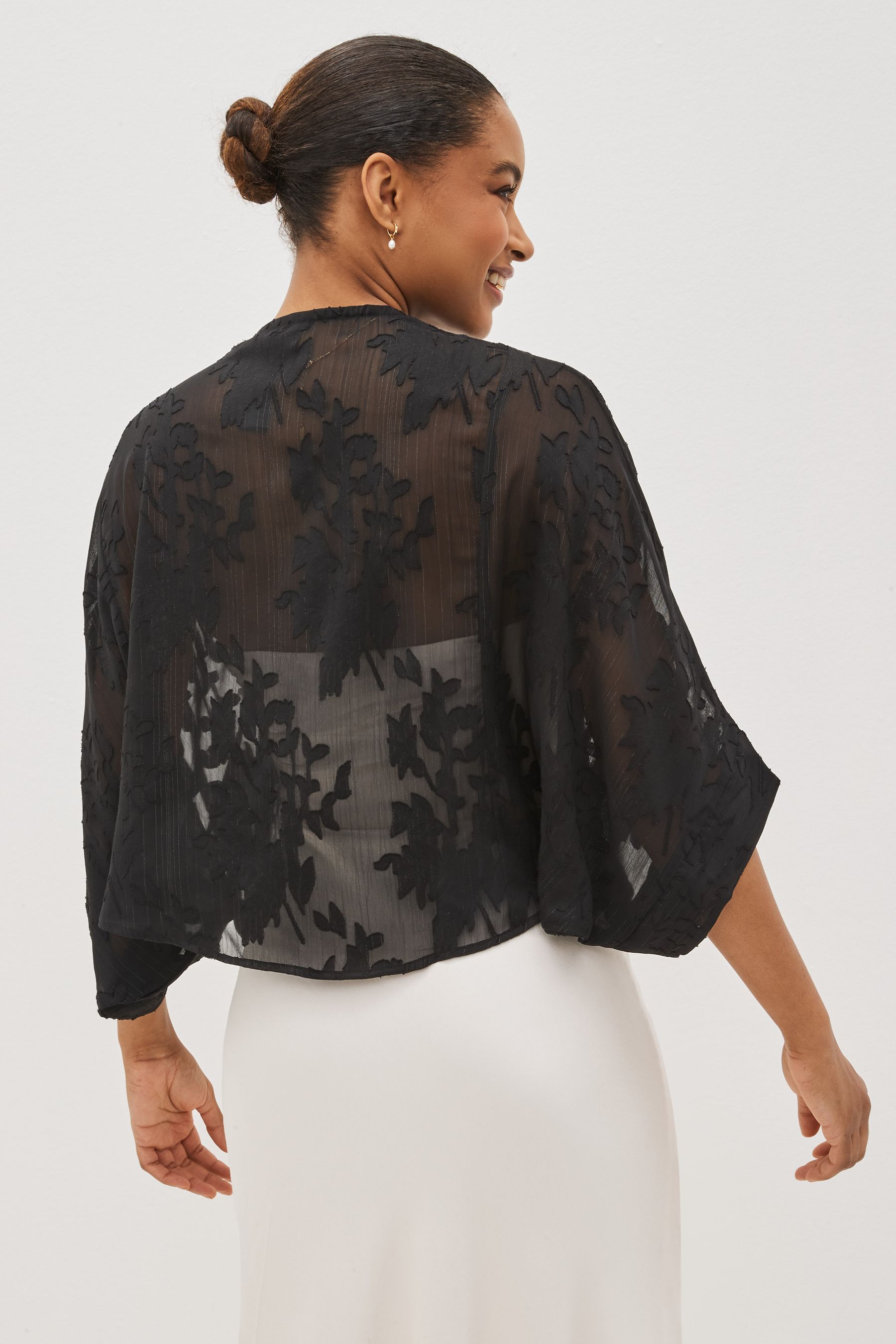 Black sheer kimono cardigan outlet