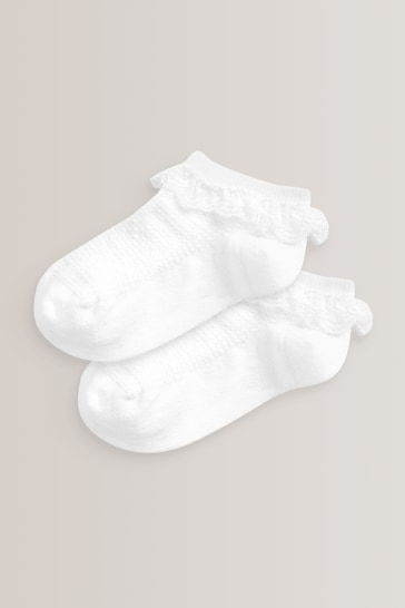White 2 Pack Cotton Rich Ruffle Trainer Socks