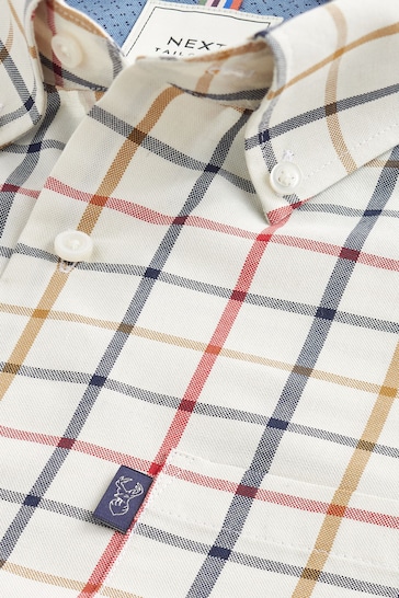 Cream/Neutral Check Dsquared2 maple-leaf print T-shirt Easy Iron Button Down Oxford -Logo Shirt