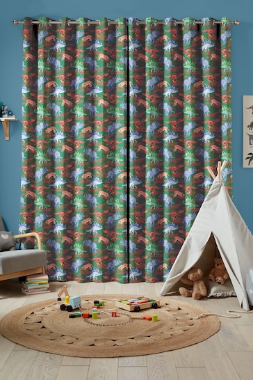 Cath Kidston Green Kids Dinosaur Made To Measure Curtains