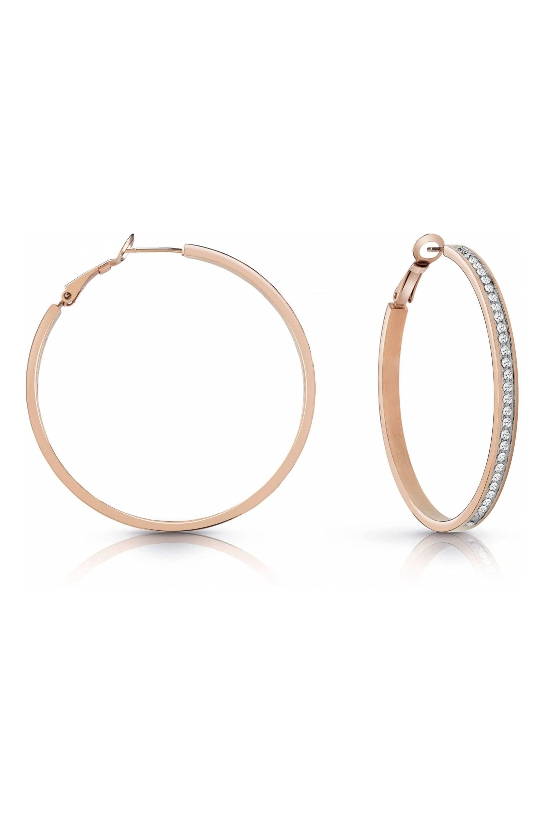 Buy Guess Jewellery Ladies Pink Rose Gold Tone All Round Earrings from the Next UK online shop