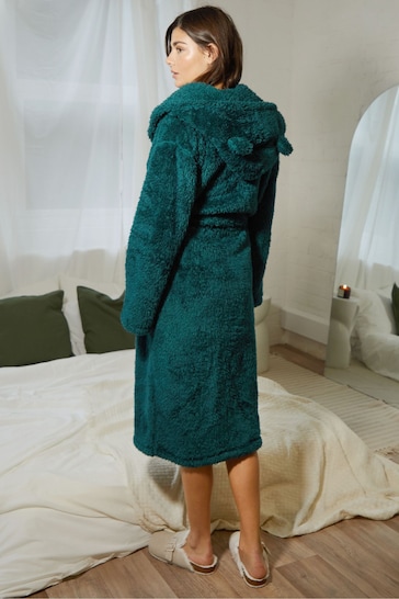 Threadbare Green Longline Fleece Dressing Gown