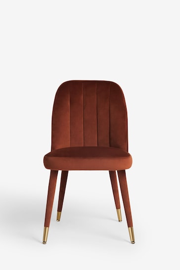 Set of 2 Soft Velvet Rust Brown Harper Upholstered Leg Dining Chairs