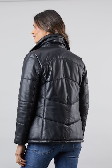 Lakeland Leather Parton Black Leather Padded Jacket