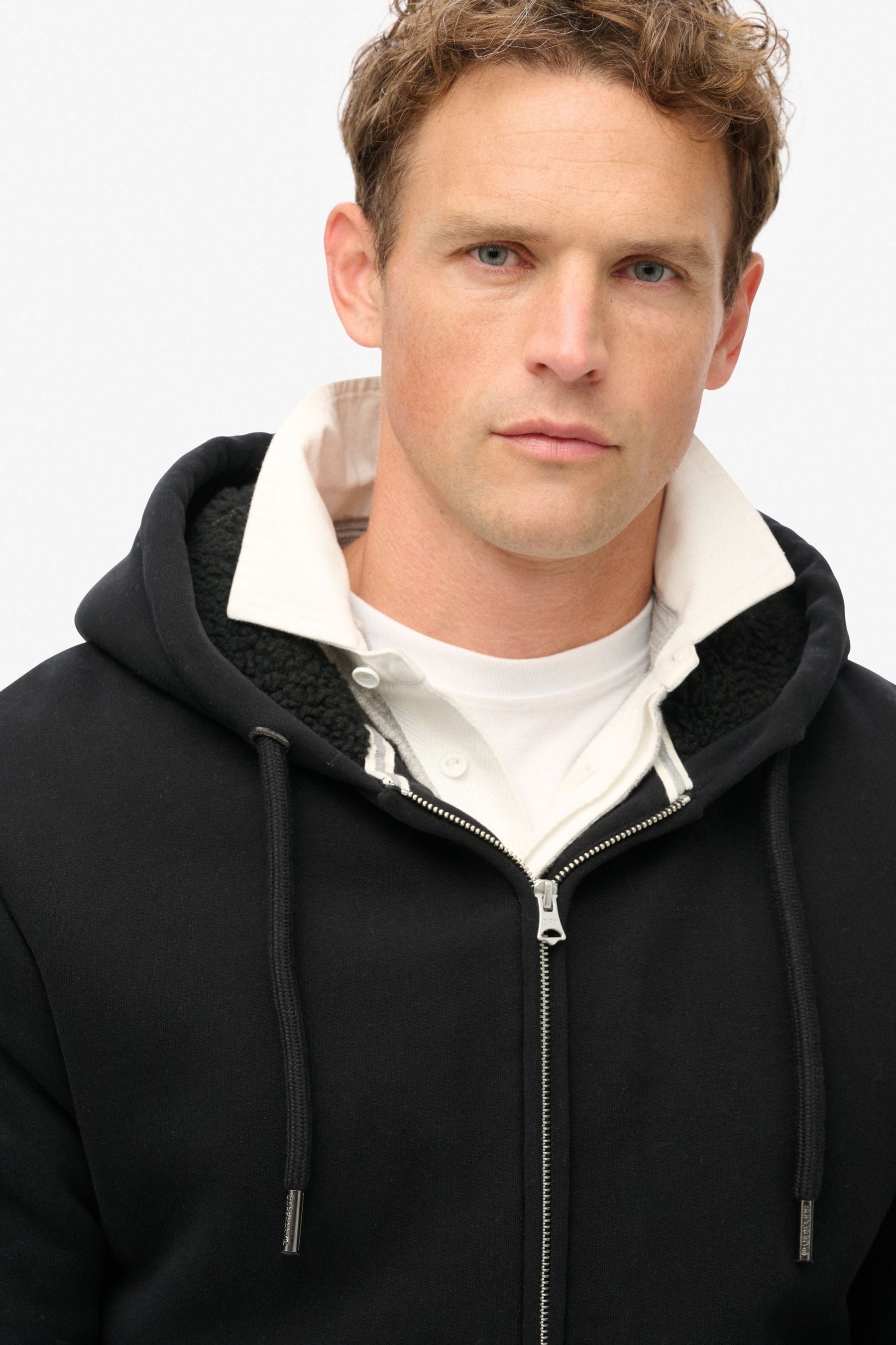 Buy Superdry Black Essential Borg Lined Zip Hoodie from the Next