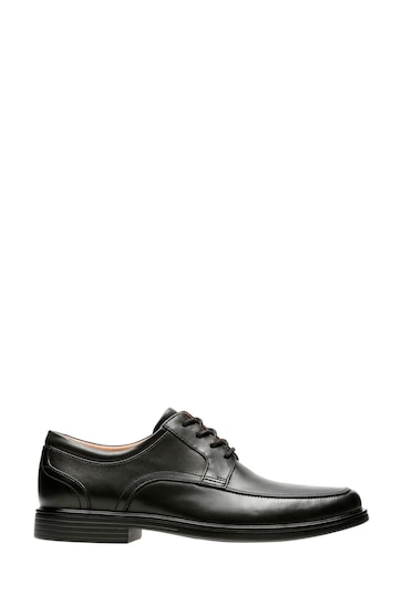 Clarks Black Dark Standard Fit (F) Leather Un Aldric Park Shoes