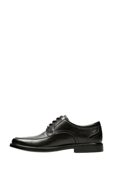 Clarks Black Dark Standard Fit (F) Leather Un Aldric Park Shoes