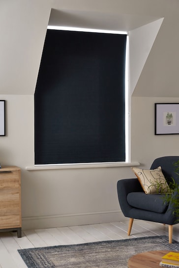 Navy Blue Ready Made Textured Blackout Roller Blind