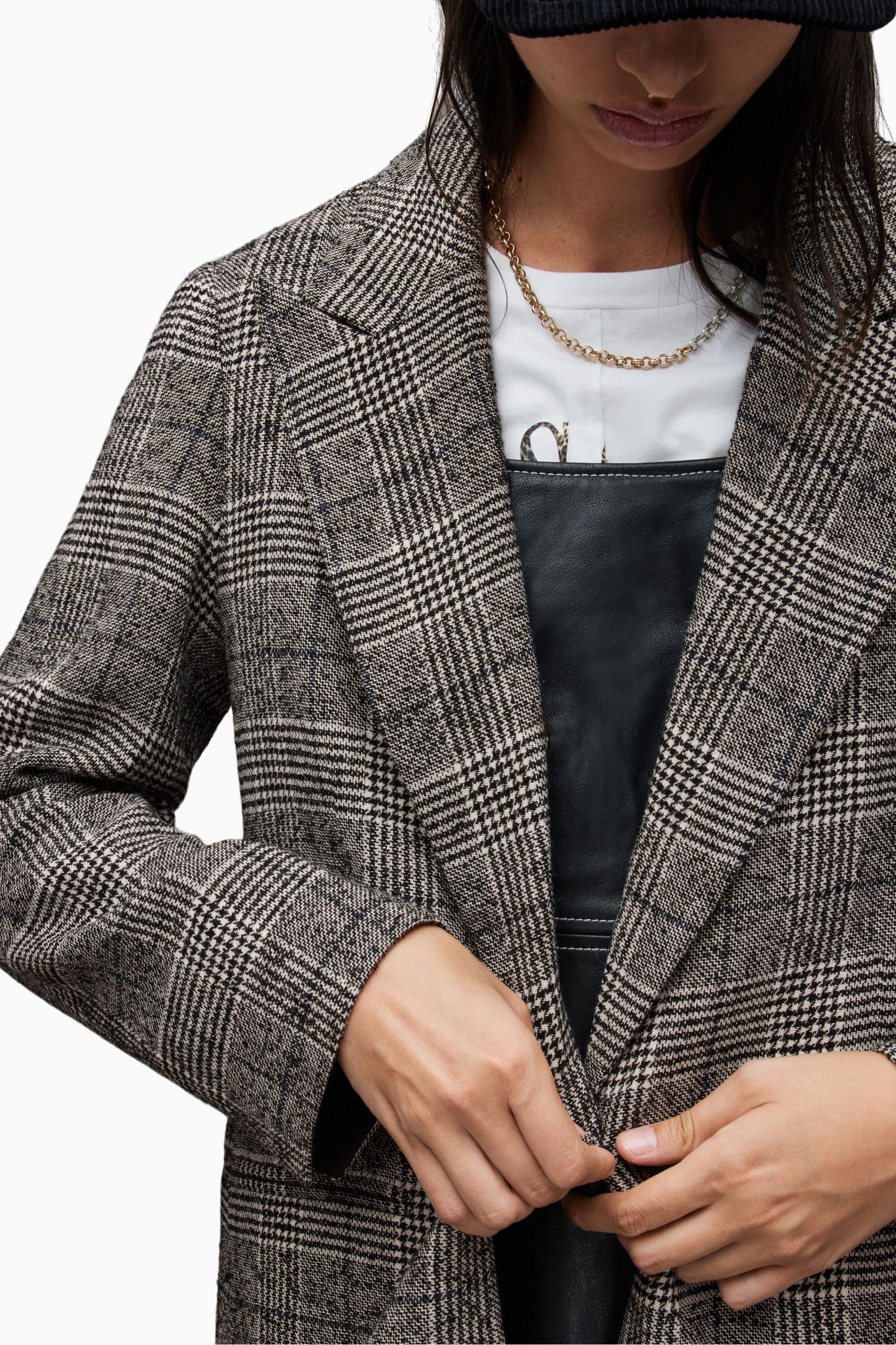 Check duster discount blazer jacket