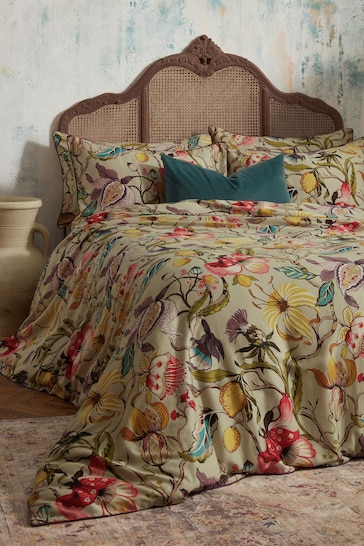 EW by Edinburgh Weavers Grey Morton Timeless Tribute Floral 200 Thread Count Duvet Cover And Pillowcase Set