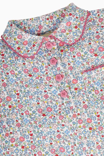 JoJo Maman Bébé Pink Summer Ditsy Floral Pretty Polo Shirt