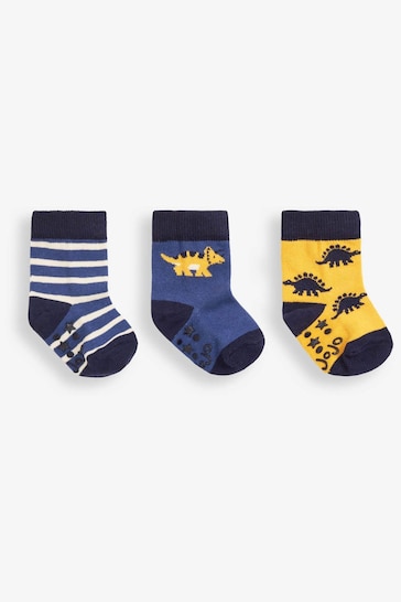 JoJo Maman Bébé Navy Boys' 3-Pack Dino Socks