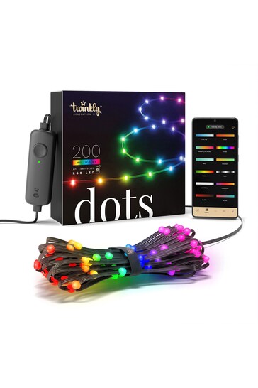 Twinkly Black 200 LED Multicolour App Controlled 20m Dots String Lights