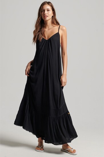 Superdry Black Vintage Long Beach Cami Dress