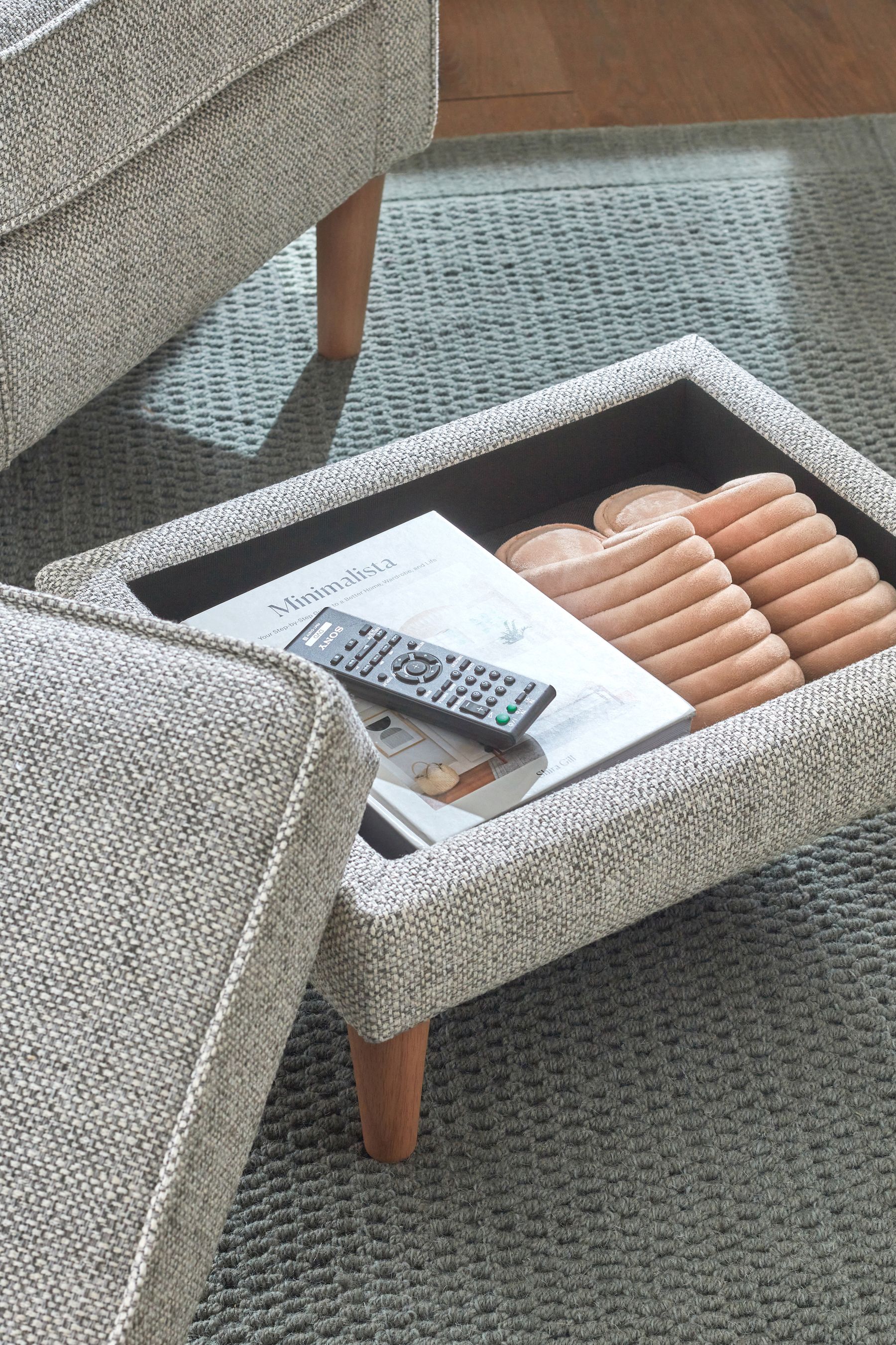 Chunky Weave Dove Grey Sherlock Storage Footstool