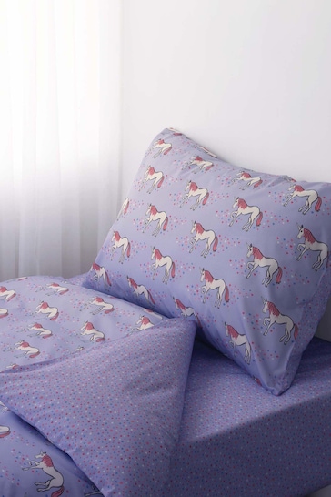 Rachel Riley Purple Unicorn Duvet Cover and Pillowcase Set
