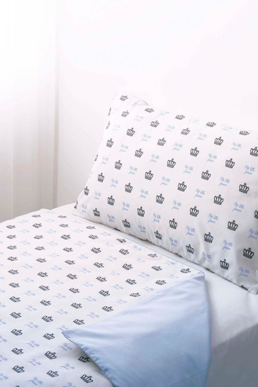 Rachel Riley White My Little Prince Cot Bed Duvet Cover and Pillowcase Set