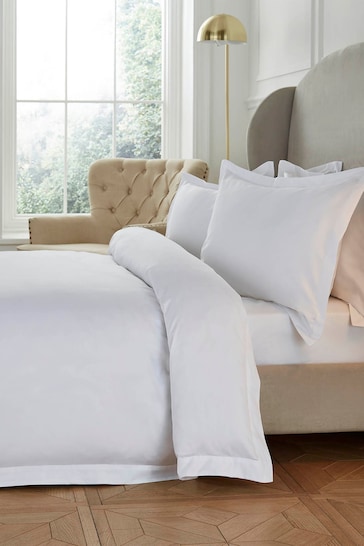 Liddell White 400 Thread Count Egyptian Cotton Duvet Cover and Pillowcase Set