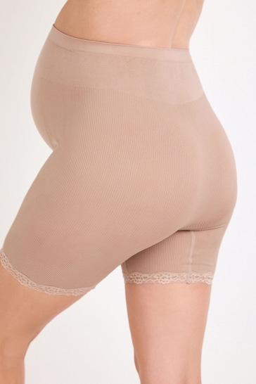 Nude Seamfree Lace Trim Maternity Shorts