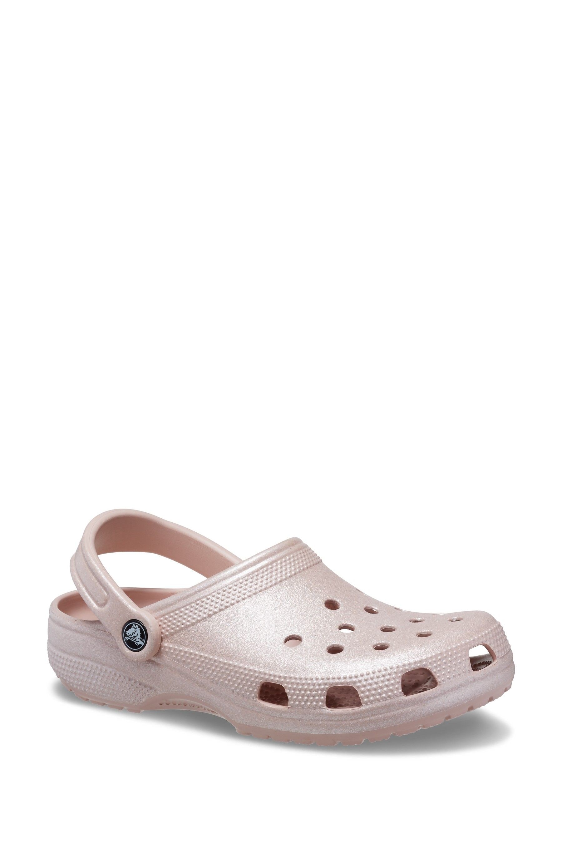 Pink glitter crocs adults top
