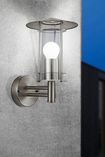 Eglo Silver Lisio StainlessSteelClear Exterior Wall Light