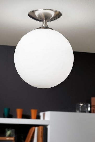 Eglo White Rondo Opal and Nickel Matte Ceiling Light