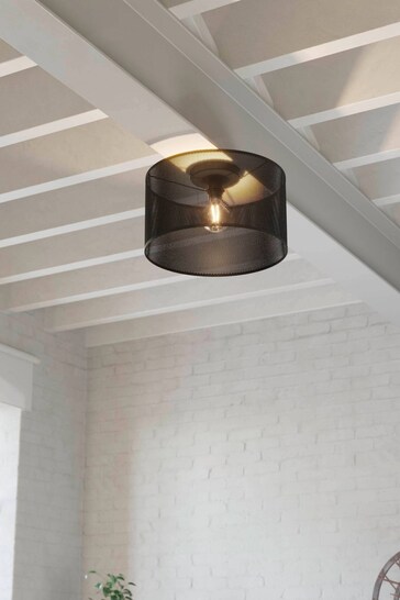 Eglo Black Manby Mesh Drum Ceiling Light