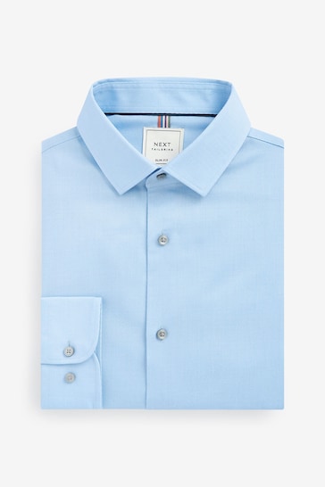 Blue Slim Fit Easy Care Textured Shirt